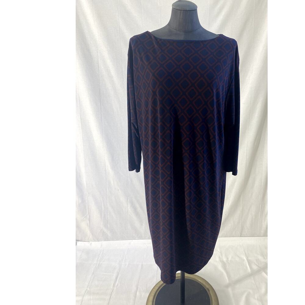 Lauren Ralph Lauren Navy & Maroon Sheath Dress 14W